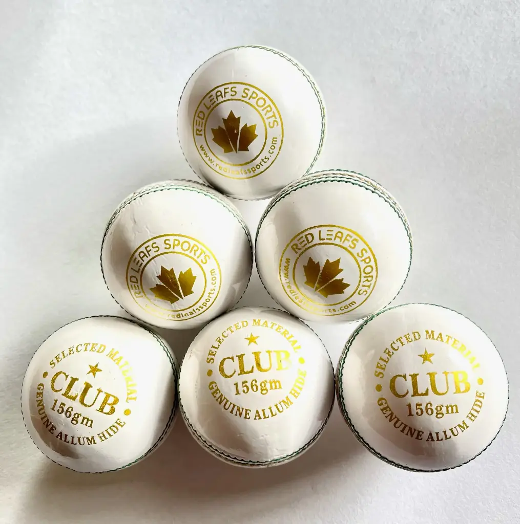 Red Leafs CLUB Cricket Leather Ball (Red)